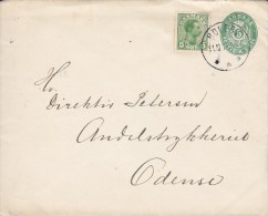 Denmark Uprated Postal Stationery Ganzsache Entier 5 Ø Wertziffer M. Krone Und Ähren Deluxe HOLEBY 1917 ODENSE (2 Scans) - Enteros Postales