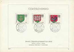 Czechoslovakia / First Day Sheet (1971/02) Praha (1): Coats Of Arms Cities (Zilina, Levoca, C. Trebova, K. Vary, Trutnov - Altri & Non Classificati