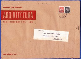 ENVELOPPE  ARQUITECTURA . RUA DR. ALEXANDRE BRAGA, 8, 1º LISBOA -- CACHET - LISBOA - 29.AGO.52 - Covers & Documents