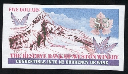 Weston Winery New Zealand. Wine Banknote- Reserve Bank Of Weston Winery - Autres & Non Classés