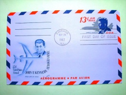 USA 1967 FDC Aerogramme Chicago - 13c - Kennedy - Plane - 1961-80