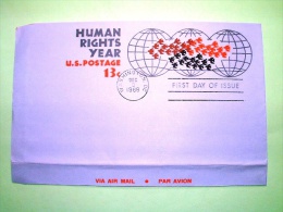USA 1968 FDC Stationery Stamped Cover - Washington - Human Rights Year - Birds World Globe - 1961-80