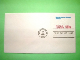 USA 1981 FDC Stationery Stamped Cover - Washington - Remeber The Blinded Veteran - Blind - Embossed Hand Reading - 1981-00