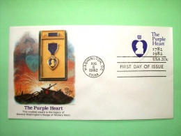 USA 1982 FDC Stationery Stamped Cover - Washington - 20c - Purple Heart Medal Military Merit - Gun - 1981-00