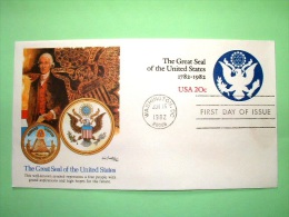 USA 1982 FDC Official Stationery Stamped Cover - Washington - 20c - Eagle - Great Seal - 1981-00