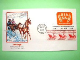 USA 1983 FDC Stationery Stamped Cover - Memphis - 5.2c Non Profit Organizations - Sleigh Stamps - Horse Sleigh - 1981-00