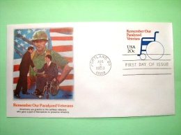 USA 1983 FDC Stationery Stamped Cover - Portland - 20c - Remember Our Paralyzed Veteran - Wheel Chair - Soldier Flag - 1981-00