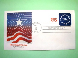 USA 1988 FDC Stationery Stamped Cover - Star MS - 25c - Stars - Flag - 1981-00