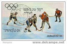 LAOS 1984 Bloc Feuillet Jeux Olympiques De Sarajevo Hockey  Scott 516  Oblit - Laos