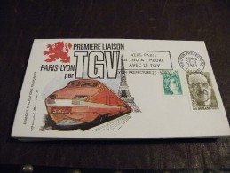 A4..PREMIER JOUR D´EMISSION..PREMIERE LIAISON PARIS-LYON PAR TGV...26 SEPTEMBRE 1981.....PARIS..timbres.c Ollection..FDC - Non Classés