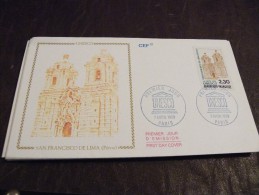 A4..PREMIER JOUR D´EMISSION..UNESCO..SAN FRANCISCO DE LIMA (PEROU)....07 AVRIL 1990...PARIS....timbres.c Ollection..FDC - Non Classés