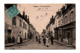 Cloyes Sur  Loir Belle Animation Rue De Chateaudun Debit Vins Jaboureck Mercerie Roulleau Ecrite 1906 Edit M Despieries - Cloyes-sur-le-Loir