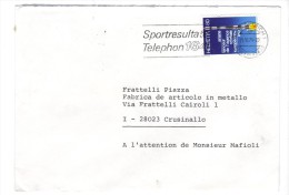 498/600 - SVIZZERA , Lettera Per L' Italia . Francobollo Isolato - Lettres & Documents
