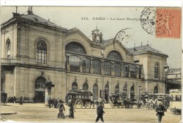 Carte Postale Ancienne Paris 14ème - La Gare Montparnasse - Chemin De Fer, Attelages Pp, Autobus Hippomobiles - Arrondissement: 14