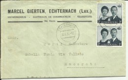 LUXEMBOURG LUSSEMBURGO 28 1 1965 TO ITALY MERCEL GIERTEN ECHTERNACH TRANSPORTS 1964 Grand Duke Jean Grand Duchess LETTER - Briefe U. Dokumente
