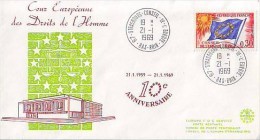 Philatélie -  67 - Strasbourg - Enveloppe  10 Ans Cour Européenne Des Droits De L'Homme 1969 - Lettres & Documents