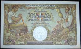 Banknote,paper Money,1000 Dinars,Watermark-King Peter II,Yugoslavia,Kingdom,194 2.,dim 170x95mm - Jugoslavia