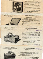 Lot De 4 Bons De Commande Avec Dessin Et Prix, Phonographes Des Ets. INOVAT, Boulogne (Seine). Année 1929 - Andere