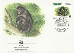 ZAIRE CONGO 1997 WWF NATURE PROTECTION PROTEZIONE NATURA BONOBO MONKEY PRIMATE FAUNE WILDLIFE ANIMALI SCIMMIE FDC - Usati