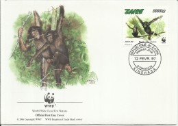 ZAIRE CONGO 1997 WWF NATURE PROTECTION PROTEZIONE NATURA BONOBO MONKEY PRIMATE FAUNE WILDLIFE ANIMALI SCIMMIE FDC - Usati