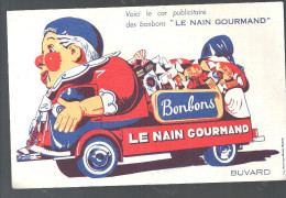 Buvard. Bonbons LE NAIN GOURMAND Et Son Car Publicitaire - Cake & Candy