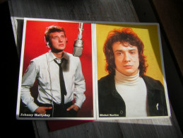 POSTER JOHNNY HALLYDAY   MICHEL SARDOU  21 X 29.5 CM  CHAQUE - Posters