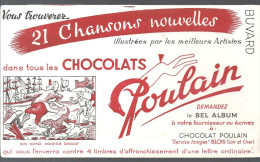 Buvard. POULAIN 21 Chansons Nouvelles Bon Voyage Monsieur Dumolet - Chocolade En Cacao
