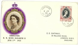 SANTA LUCIA - INCORONAZIONE ELISABETTA II - FDC ANNO 1953 - St.Lucie (1979-...)