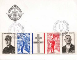FRANKREICH 1971, 5 Fach Sondermarken Zusammenhängend Auf Karte Mit Wappen Recrutement Et Staitistique Nancy - Brieven En Documenten
