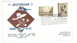 ARGENTINA - VOLO ALITALIA BUENOS AIRES  - ROMA - DC 8 JET - FDC 1961 - FDC