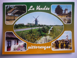 Regions ( La Vendee Pittoresque ) Bourine - Bourrine  - Moulin - Groupe Folklorique - Marais - Pays De La Loire