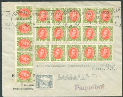 ICELAND TO GERMANY PAQUEBOT Cover 31 Stamps 1932 - Storia Postale