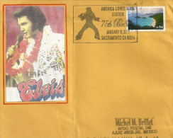USA. America Loves Elvis (75 Ieme Anniversaire Sa Naissance), Enveloppe Souvenir 2010,adressée Au Mexique - Chanteurs
