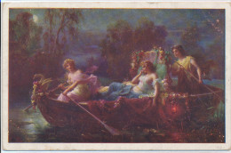 ZATZKA  HANS   NYMPHS BOATZIN, EVENING MAGIC,  EX Cond. PC, Used 1916 - Zatzka