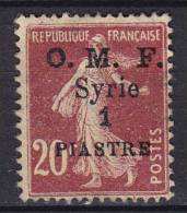 Syria 1921 Mi. 156     1 P Auf 20 C Semeuse Overprinted O.M.F. Syrie PIASTRES MNG - Nuovi