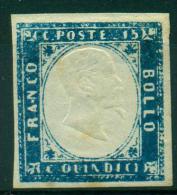 REGNO 1863 EFFIGIE V.E.II  15 C. AZZURRO MNH** FIRMATO - Mint/hinged