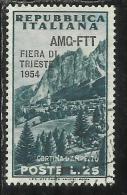 TRIESTE A 1954 AMG - FTT ITALIA ITALY OVERPRINTED VI FIERA 6TH FAIR LIRE 25 USATO USED - Exprespost