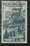 TRIESTE A 1954 AMG - FTT ITALIA ITALY OVERPRINTED VI FIERA 6TH FAIR LIRE 25 USATO USED - Express Mail