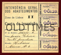 INTENDENCIA GERAL DOS ABASTECIMENTOS - CARTA DE INSCRIÇAO - SERVIÇO DE RACIONAMENTO - 1950 INVOICE - Portogallo
