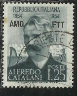 TRIESTE A 1954 AMG - FTT SOPRASTMPATO D´ITALIA ITALY OVERPRINTED ALFREDO CATALANI USATO USED OBLITERE´ - Posta Espresso