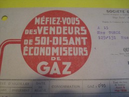 Quittance D´Abonnement / Société Du Gaz De Paris/ 1935       GEF35 - Electricité & Gaz