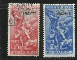 TRIESTE A 1954 AMG - FTT ITALIA ITALY OVERPRINTED INTERPOL SERIE COMPLETA COMPLETE SET USATO USED OBLITERE' - Exprespost