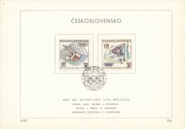 Czechoslovakia / First Day Sheet (1972/10a) Bratislava: Olympic Games 1972 Munich (diving, Canoeing) - Plongée