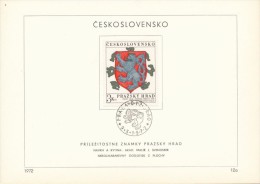 Czechoslovakia / First Day Sheet (1972/12a) Praha 012: Prague Castle (ceiling - Royal Palace) Coat Of Arms Czech Kingdom - Other & Unclassified