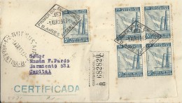 ARGENTINA 1943 - FDC PRIMERA FERIA DEL LIBRO CERTIFICADA A "CAPITAL" 5 SELLOS DE 5 C POSTM B.AIRES ABR 1,1943 REJAL002 C - FDC