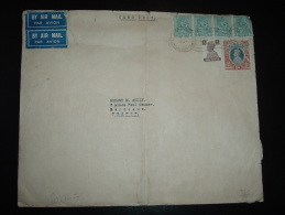 LETTRE PAR AVION POUR LA FRANCE TP 1R + 4A  + 1A X4 OBL.MEC. 16 DEC 1949 CALCUTTA - Covers & Documents