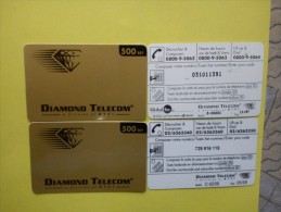 Diamond Telecom 500 BEF With2 Different Backside With Global One Telecom And Whithout - [2] Prepaid & Refill Cards