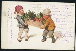 Feiertag, K. - Boys, Holly, Box - B.K.W.I. 3195-5 ------- Postcard Traveled - Feiertag, Karl