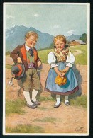 Feiertag, K. - Boy, Girl, National Costume ------- Postcard Not Traveled - Feiertag, Karl