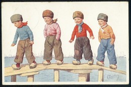 Feiertag, K. - Boys, Walk - B.K.W.I. 692-3 ------- Postcard Traveled - Feiertag, Karl